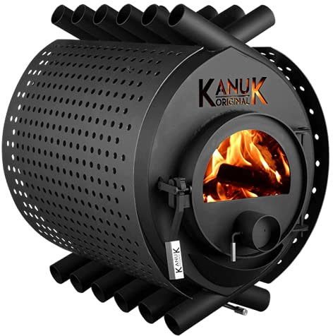 Poêle à air chaud Kanuk® Original 26 kW – Four d'atelier – Qualité supérieure – Homologation pour l'Allemagne, l'Autriche et la Suisse – BimSchV (sans support, revêtement latéral spot noir)