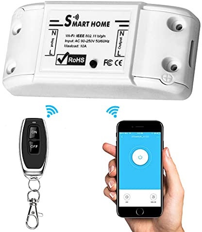 Smart WiFi Light Switch, RF Wireless Remote Control Switch Kit with Voice Control, Mobile Phone WiFi Smart Remote Control Switch for Smart Home, Compatible with Alexa/Google Home/IFTTT