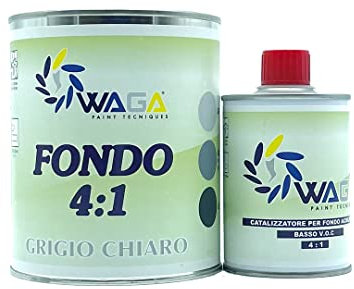 Waga Paint Tecniques - Fondo Acrilico per Carrozzeria Poliuretanico Riempitivo LT.1 Catalisi 4:1 con Catalizzatore Basso Voc 250ML (GRIGIO CHIARO)