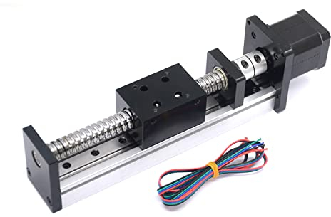 Zeberoxyz 100mm effektive Länge Linear Schienenführung Kugelumlaufspindel SFU1605 mit quadratischen mit NEMA17 Schrittmotor für DIY CNC Router Teile X Y Z Linear Stage Actuator(Größe:100mm)