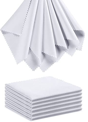 Eyeglass Cleaning Cloth Glasses Cleaner 12Pack Microfiber Lens Cleaner Eyewear Sunglass Wipes for Glass Jewelry Screen Camera Lint Free Thick 5x6 Inch (White, 5x6)