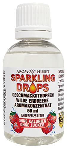 Walderdbeer-Konzentrat-Drops | 1 Flasche 50 ml ergibt 25 Liter | hochkonzentriertes Aroma ohne Zucker | für Wassersprudler | prickelnd | Fertiggetränk | kalorienarm | ohne Konservierungsstoffe