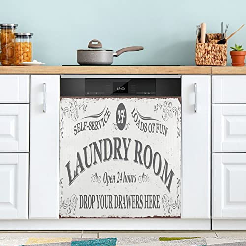 Laundry Room Open 24h Washing Machine Magnet Cover Easy Update Magnectic Sticker Laundry Room Magnets Decor Dish Washer Door Panels Cover for Home Decor Kitchen Decoration 23x26
