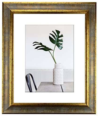myposterframe Bilderrahmen Echtholz 21 x 26 cm Dysnomia – Edler Barockrahmen für Bilder, Photos & Gemälde – Hoch- & Querformat möglich – Türkis Gold