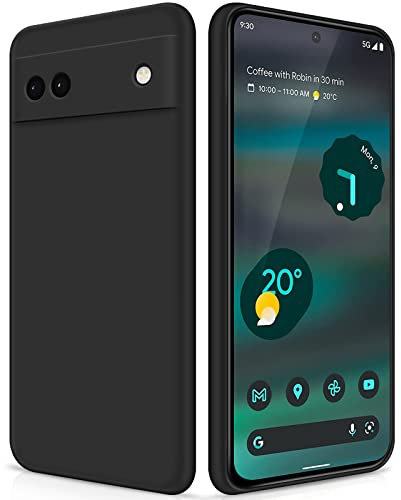 GiiYoon Cover in Silicone Compatibile Google Pixel 6A, Custodia in TPU Antiurto Sottile con Strato Interno in Fibra Case e Protezione della Fotocamera, Nero