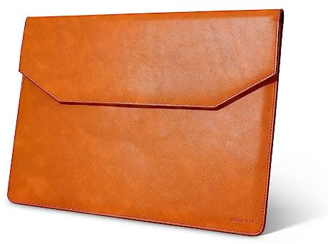 Kronemar 16 inch Premium Full-grain Leather Laptop Sleeve Case - Compatible with MacBook Pro M1/M2/M3/M4 (2019-24) & Air 15-inch (2023-24) - Loose Fit, Razer Blade 15, Microsoft Surface 3 - Tan
