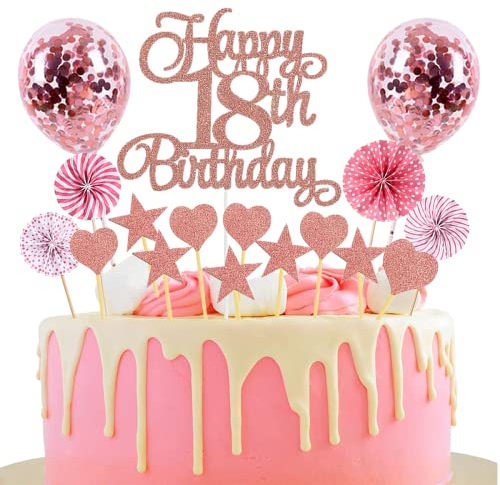 Jxuzh Happy 10th Birthday Tortendeko rosegold 10 Jahre Mädchen Jungen Kuchendeko 10. Geburtstag Kuchen Deko Tortendeko 10 Geburtstag Tortendeko rosa Mit Herz Stern Für 10 Geburtstag (rosegold 18)