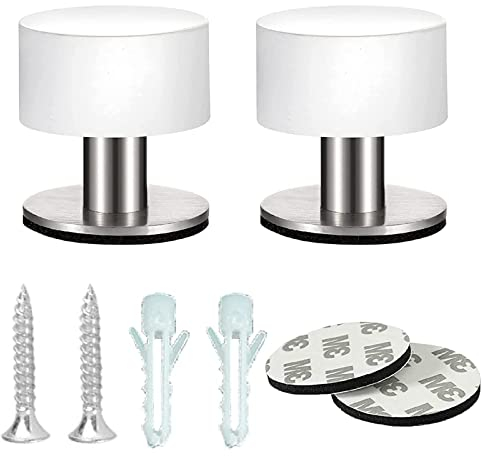 2 Piezas Tope de Puerta de Acero Inoxidable, Tapón de Puerta Cromado Autoadhesivo, Topes para Puertas Suelo Adhesivo, para Protección de Muebles, Paredes y Puertas