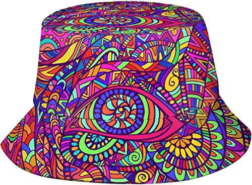 Lawenp Trippy Bucket Hat Bunte Sommer Outdoor Psychedelic Fisherman Cap Hüte für Männer Frauen Jungen Mädchen