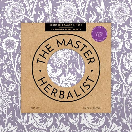 The Master Herbalist Doublures de tiroir parfumées au Design William Morris | Disponibles en Lavande, Bois de Santal, Rose, lys et Lilas | Paquet de 5 Feuilles (PLIÉES) (Lilas | Violet)