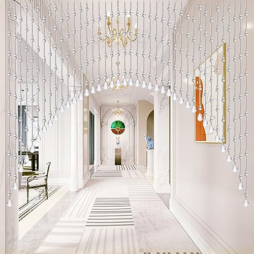 Osunnus Kristallglas-Perlenvorhang zum Aufhängen an der Tür, Perlenvorhang, gewölbter Perlenvolant, Kristall-Hippie-Dekoration für Tür, Eingang, Fenster, Schrank, 40 Stränge, transparent