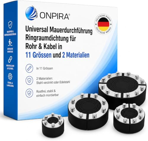 Onpira® Universal Mauerdurchführung Ringraumdichtung für Rohr & Kabel in 11 Grössen und 2 Materialen (Stahl 90mm)