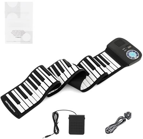 Maxmass 88-Key Roll up Piano, Portable Hand Roll Electric Piano Keyboard with Power Adaptor, Bluetooth MIDI Function, Sustain Pedal, Foldable Digital Music Piano for Kids Adults Beginners (Black)