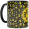 BVB Borussia Dortmund Weihnachtstasse schwarzgelb, Tasse Emblem mit Weihnachtsmotiven
