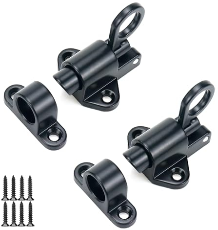 Türriegel,Federverriegelung,Automatische Türriegel,Bounce Türriegel,Spring Bounce Türschraube,Mit Schrauben,Geeignet für Fenster, Schuppen, Tor, Toilette, WC Schlafzimmer (2 Stk Schwarz)
