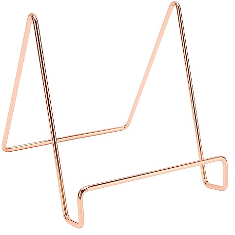 Metal Plate Stands Records Books Desktop Iron Tablet for Holder Recipe Plate Rack Display for Facial for Mask Racks Displays (Rose Gold)