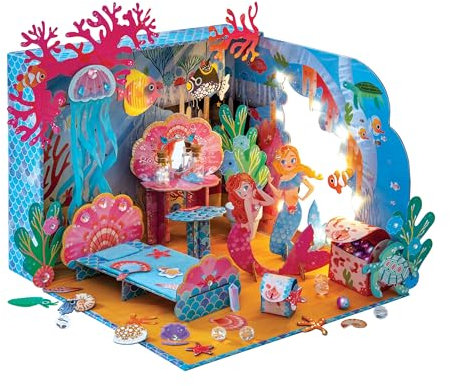 Janod - Magic Ocean - Die Kammer der Meerjungfrauen - Basteln für Kinder - Kreativset - Deko zum Basteln - Die Welt der Kleinen Meerjungfrau - Kinderspiel ab 8 Jahre - J09139