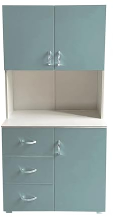 HTI-Living Küchenschrank Blanca Hellblau Weiß Küchenbuffet 6 Regalfächer 3 Schubladen