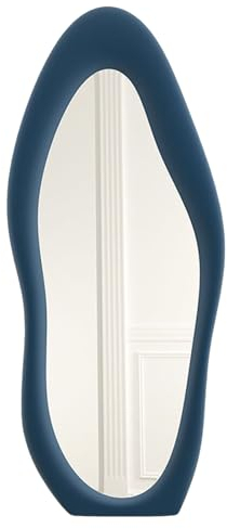CEIEVER Standspiegel Ganzkörperspiegel, Asymmetrischer Spiegel Groß 160X60CM Asymmetrischer Full Body Mirror Flurspiegel Wandspiegel für Schlafzimmer Wohnzimmer Ankleidezimmer Deko (Blau)