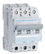 NGN325 Disjoncteur tripolaire Hager 25A - 6-10kA - courbe D - 3 modules - NGN - Bornes alignées à vis