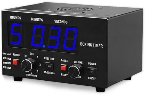 Minuteur d'intervalle de boxe pour Muay Thaï/MMA/Kickboxing - Minuteur de gym professionnel avec affichage LED, son réglable, temps d'entraînement sélectionnable et répétitions de cycle - Rouge