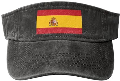 Elegante gorra de béisbol vacía con la bandera de España para hombres y mujeres, protección solar de ala grande, Negro -, talla única
