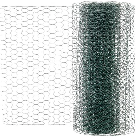 JEUIHAU Rotolo di filo metallico per recinzioni da giardino, 40 cm x 10 m, filo metallico per recinzione da giardino, rivestito in PVC, con pinze da taglio, 100 fascette in nylon per recinzione di