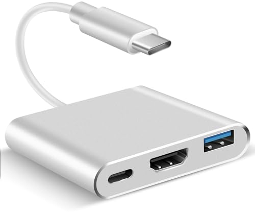 USB C to 4K HD.MI Adapter für MacBook Pro/Air, 3 in 1 USB-C Digital AV Multiport Adapt mit 4K 30Hz, 100W Aufladen, USB 3.0 5Gbps Datenport Kompatibel für Mac M1 M2 Laptop iPad Pro/Switch