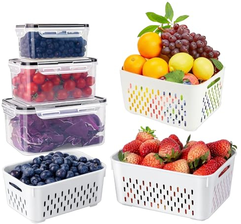 Accmuzzy Fridge Organisers - Storage Containers for Fruit & Veg (3pcs)
