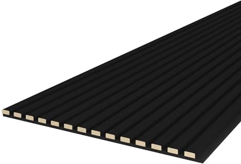 Leiste24 Akustikpaneel - Lamellenverkleidung - Wandverkleidung - 2.400 x 600 mm - Akustikfilz Schwarz - Lamellendekor Schwarz