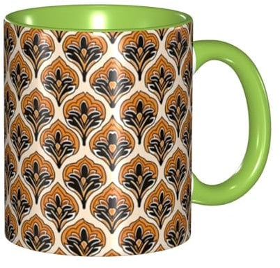 RAIZHE Bohemian Style Coffee Mugs Large Porcelain Mug Ceramic Tea Cups Mug Gift Set Great for Tea Hot Chocolate Colored Mug White Ceramic Material