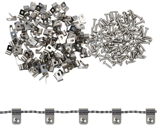 Dokeno 100 Pezzi Clip per Fili di Recinzione in Metallo, Clip per Filo in Acciaio Strumenti per il Fissaggio dei Cavi Clip per Gabbia per Filo Clip di Montaggio per Recinzione Agricola