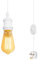 FSLiving 4.5 Meters of White Twisted Fabric Cable Plug in Pendant Lighting Kit Pendant Light Fitting with Dimmer Switch and E27 White Lamp Holder
