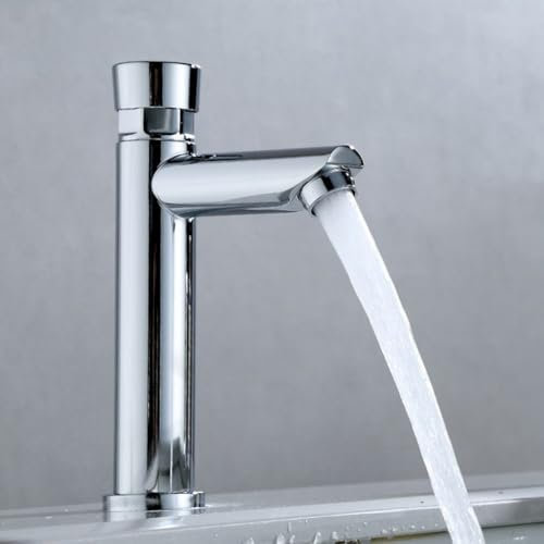 Rubinetto miscelatore per lavabo da bagno, 4 stili in acciaio inox touch press rubinetti per lavabo con ritardo temporizzato per casa hotel (B)