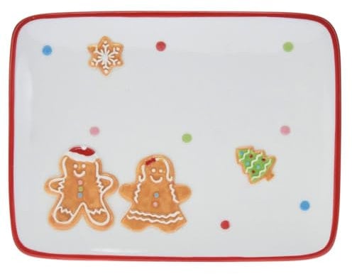 Carousel Home Ceramic Gingerbread Christmas Plate | Festive Serving Dish Xmas Snack Plate - 20x15cm