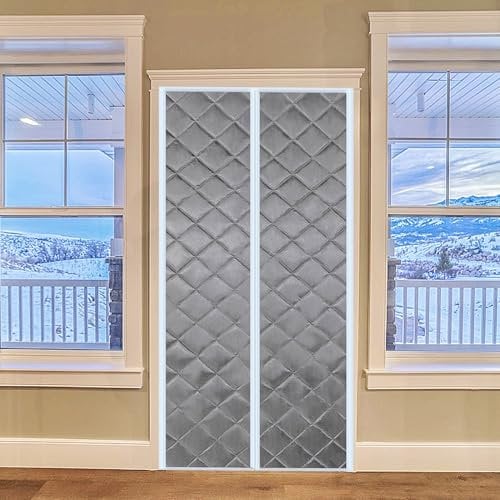 Magnet Thermo Türvorhang， 60x185cm Wärmeschutzvorhang Isolier Schutz Panel-Isolierung Thermovorhang Verdunklungsgardine Wasserdicht Winddicht Geräuschisolierung(Grau)