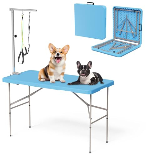 MasXirch Table de toilettage pliable de 116,8 cm pour chiens de grande taille, station de toilettage réglable en hauteur avec bras de toilettage et nœud coulant pour chiens et chats