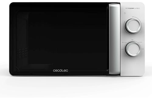 Cecotec Forno a Microonde 20L Proclean 3010 Flatbed. 700W, Design Compatto, Interno Ceramico, Modalità Scongelamento, Timer 30 Min, Tecnologia 3Dwave, Dettagli Metalizzati