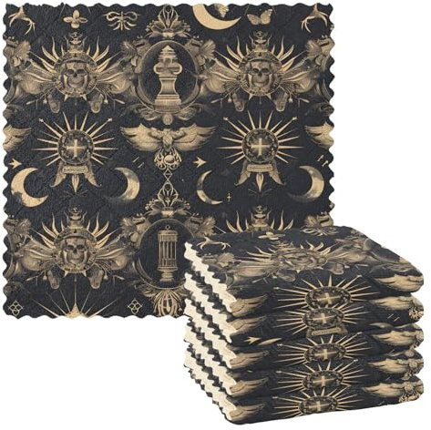 Paños de limpieza de microfibra Moon Boho Insects reutilizables para lavar 6 unidades de paños de cocina suecos paños de limpieza de microfibra lavables trapos de plumero paño de limpieza para el