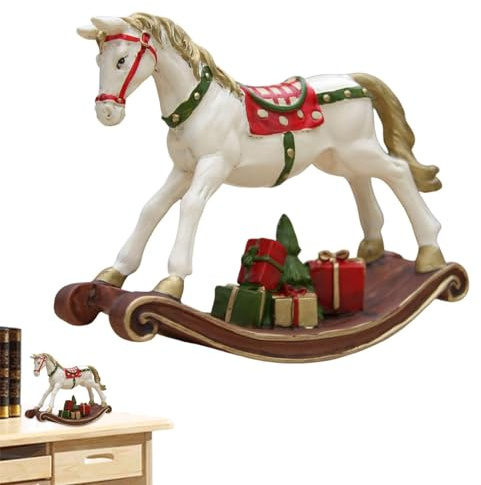 Rocking Horse Christmas Decor - Decorative Resin Figurine, Vintage Hobby Horse Table Accent | Beautiful Hanging Tree Ornaments, Unique Home Decor, Perfect giftss for Holiday Season and Parties