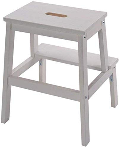 Klappbarer Tritthocker aus Massivholz, 2-lagig, Multifunktionsleiter, Weiß