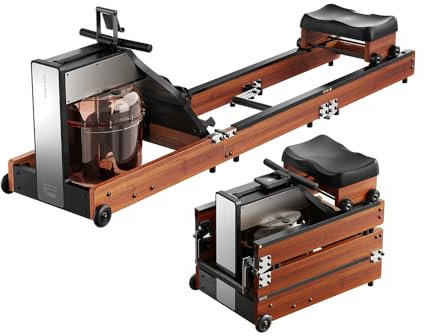KINGSMITH WR1 Rudergerät für Zuhause mit Wasserwiderstand, LCD/LED Display, Braun, Gummiholz