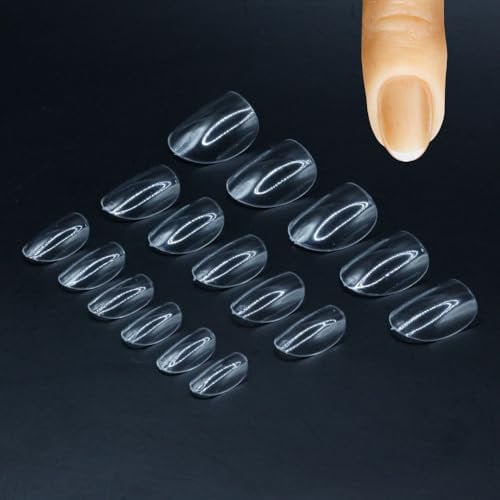 Lynis-Nailshop.de Press On Nails Tips Extra Short Round 800 Tips 16 Sizes as Nail Tips for Gel Nails with Extra Small & Large Shapes Extra Short