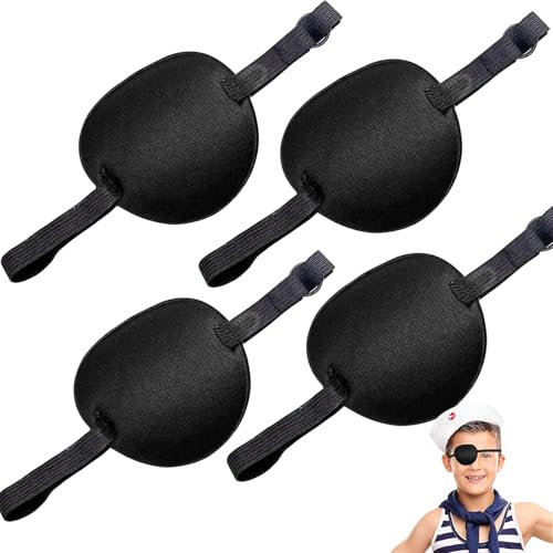 Augenklappen,4 Stück Medizinische Augenklappen 3D Augenklappe Pirat Eye Patches Verstellbare Cosplay Augenmaske Piraten Augenmaske für Kinder und Erwachsene Amblyopie und fauler Auge