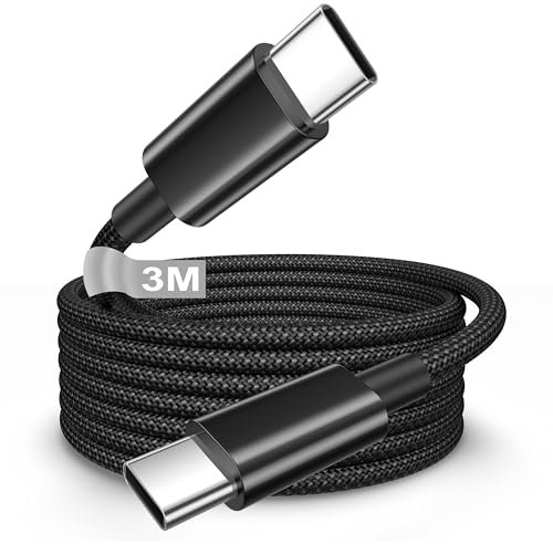 Poutek Cavo USB Type-C 3 Metri, 100W Cavo USB C a USB C Cavo Type C to Type C 3M Lungo Cavo Ricarica USB C Cavetto per iPhone 16/16 Pro Max/15/15 Pro Max/15 Plus, Macbook, iPad