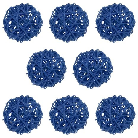 M METERXITY 8-Pack Wicker Rattan Balls 60mm/2.4 Inch Decorative Rattan Balls Orbs Vase Fillers Bowl Fillers for Christmas/Weddings/Thanksgiving/DIY Crafts/Home Decor [Blue]