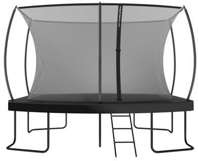 Zero Gravity Trampolin Outdoor oval, TÜV-geprüft, Komplettset inkl. Leiter, Aufbauvideo, Outdoor Trampolin für Kinder & Erwachsene mit innenliegendem Sicherheitsnetz (366x244cm / Black)