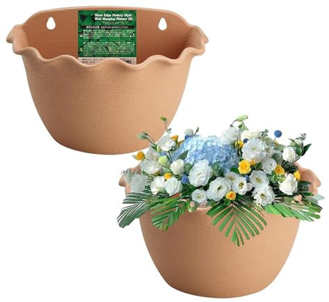 Lot de 2 pots de fleurs muraux, gouttières de pluie, pots de fleurs décoratifs pour intérieur, balcon et jardin