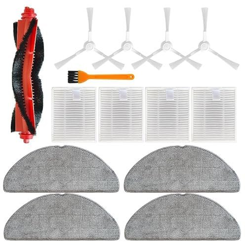 Kit de accesorios de repuesto compatible con aspiradora robot Xiaomi S20, D106, incluye 1 cepillo principal + 4 cepillos laterales + 4 filtros HEPA + 4 paños de fregona