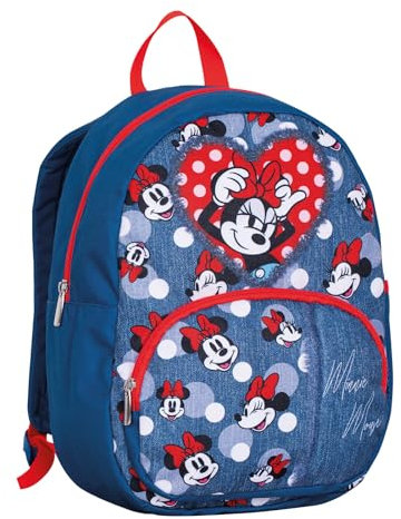 Seven Rucksack Small Minnie, Denim, Mono-Fach mit Trinkflaschentasche und Fronttasche, 14 Liter Fassungsvermögen, für Mädchen, Kindergarten